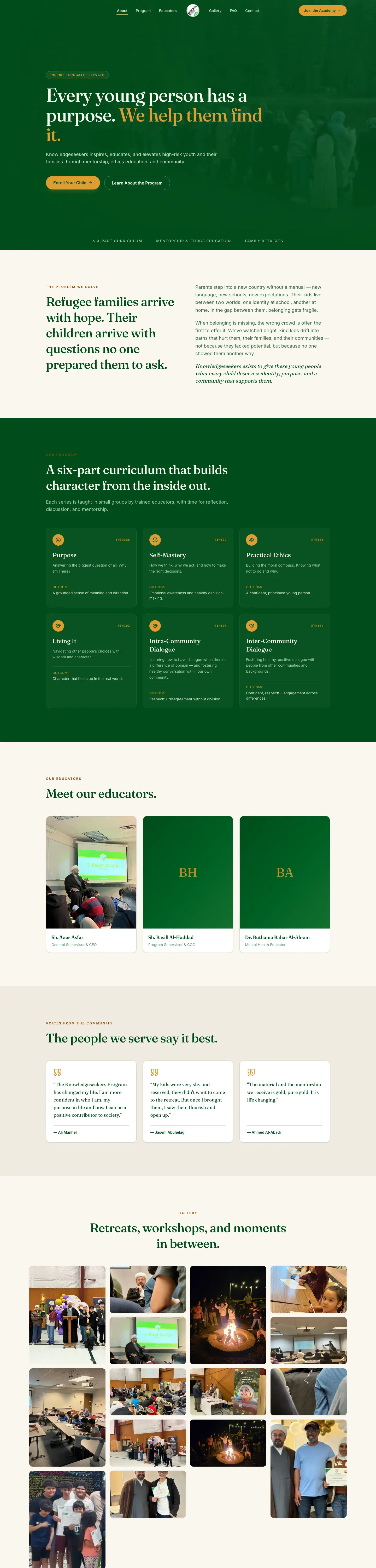 Knowledge Seekers website on desktop